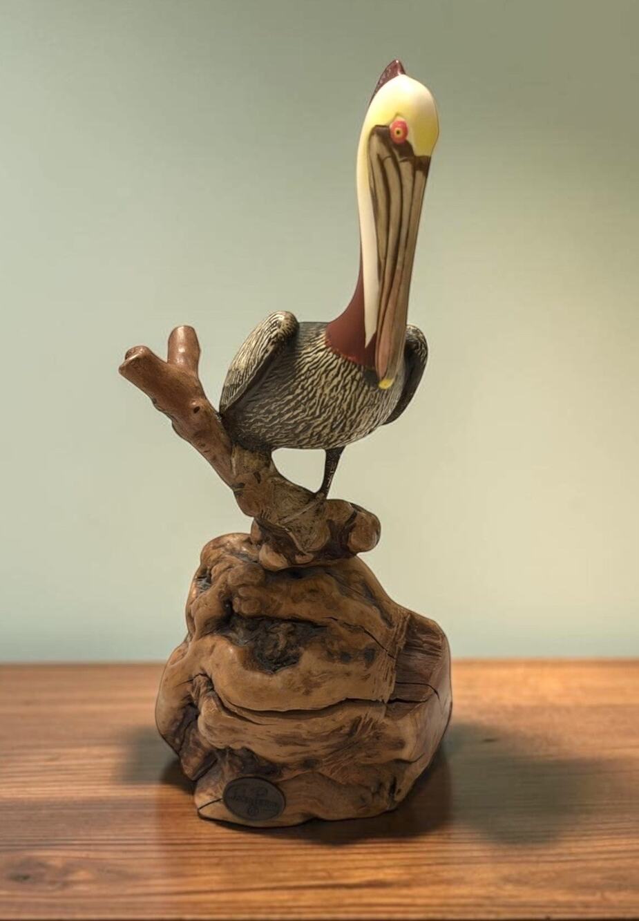Vintage Pelican Sculptures By JOHN PERRY Rare Piece Burl Wood 4017/66